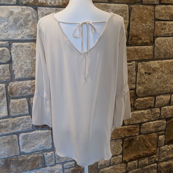 Cato pullover Size Large Blouse Cream Long sleeve Lace Detail - Picture 5 of 5